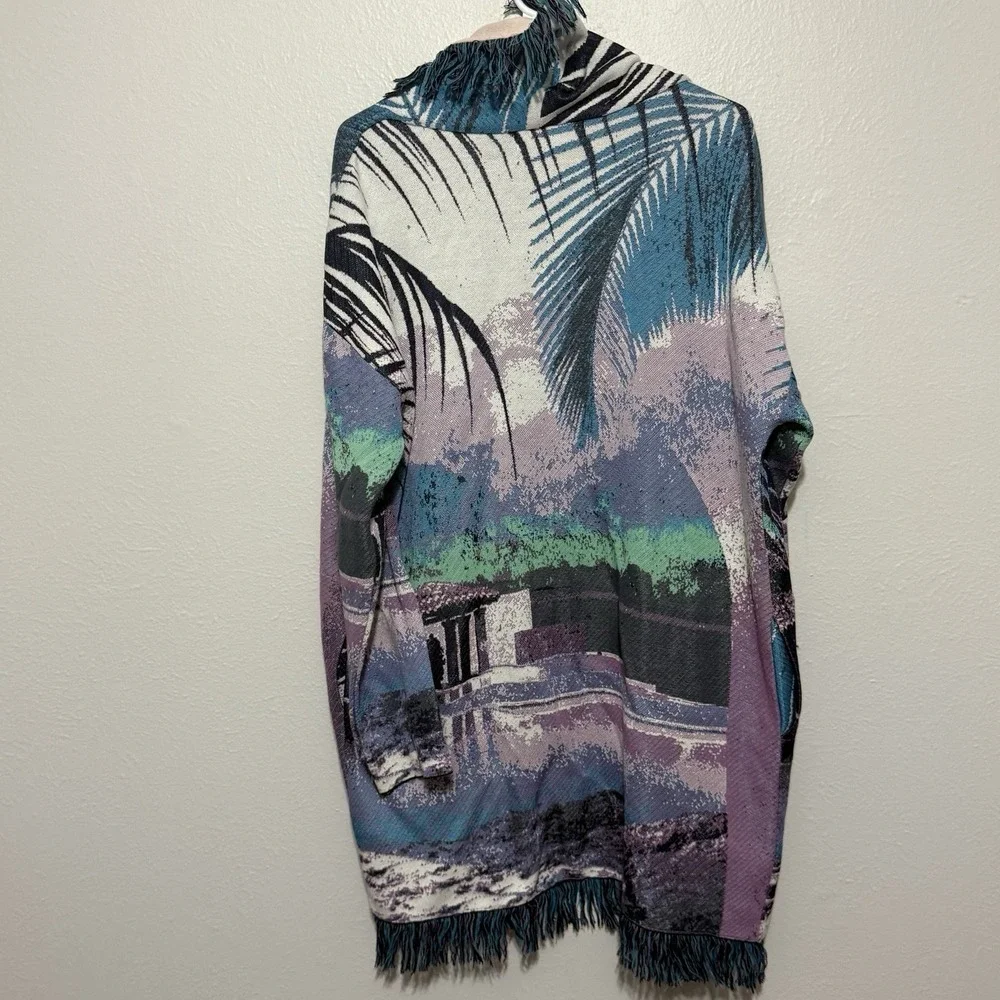 Anthropologie Aldo Martins Tropical Boho Fringed Cardigan with Pockets No Belt - Picture 7 of 10